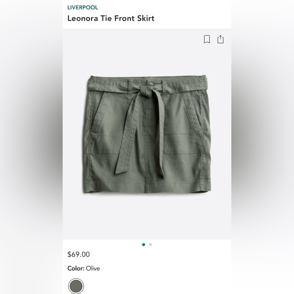 Liverpool Olive Linen Skirt Sz 4